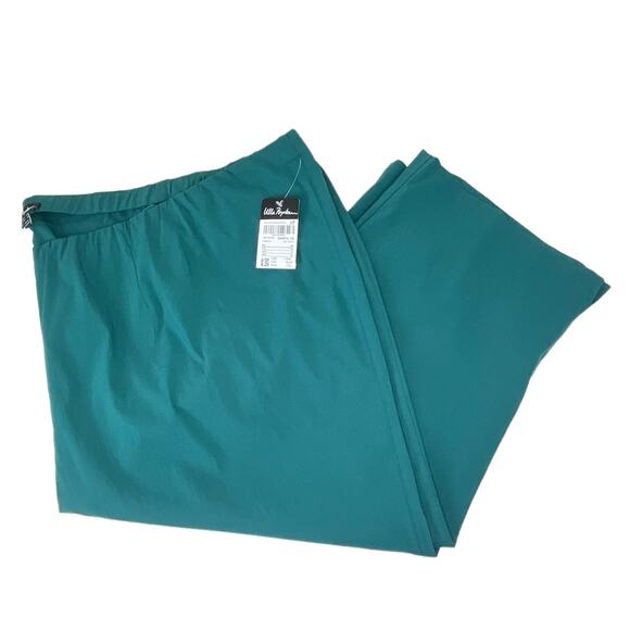 Ulla Popken Capri Pants NEW Women's Sz 36 Plus Size Teal Flat Front Split Hem - Picture 1 of 10